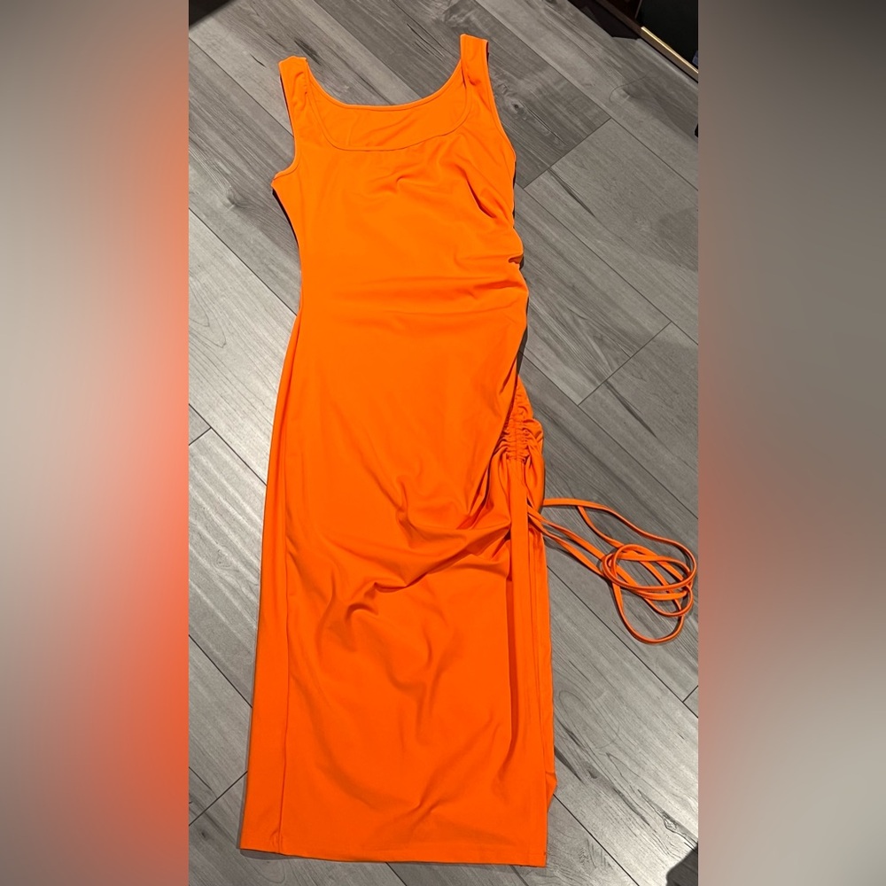 Sexy Orange Ruched Dress